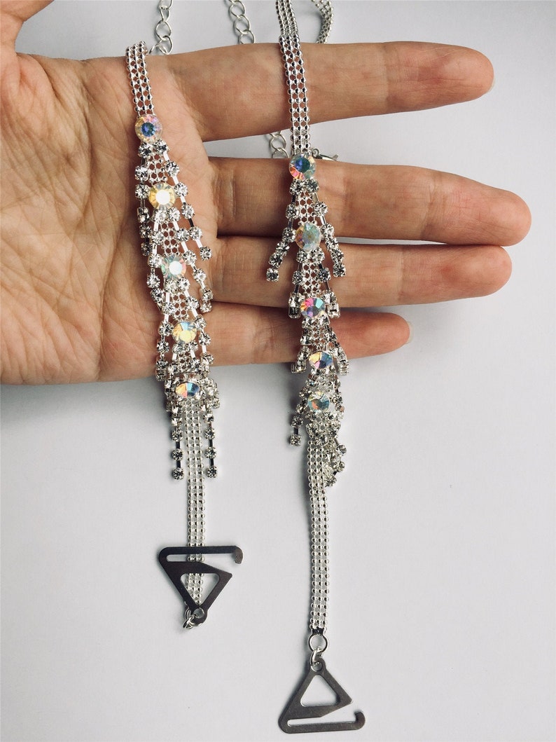 Silver Rhinestone Bra Strap Decorative Tassel Bra Straps Dress Etsy