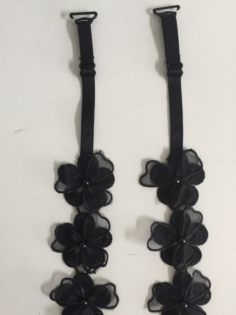 Black Pearl Flower Decorative Bra Straps Etsy