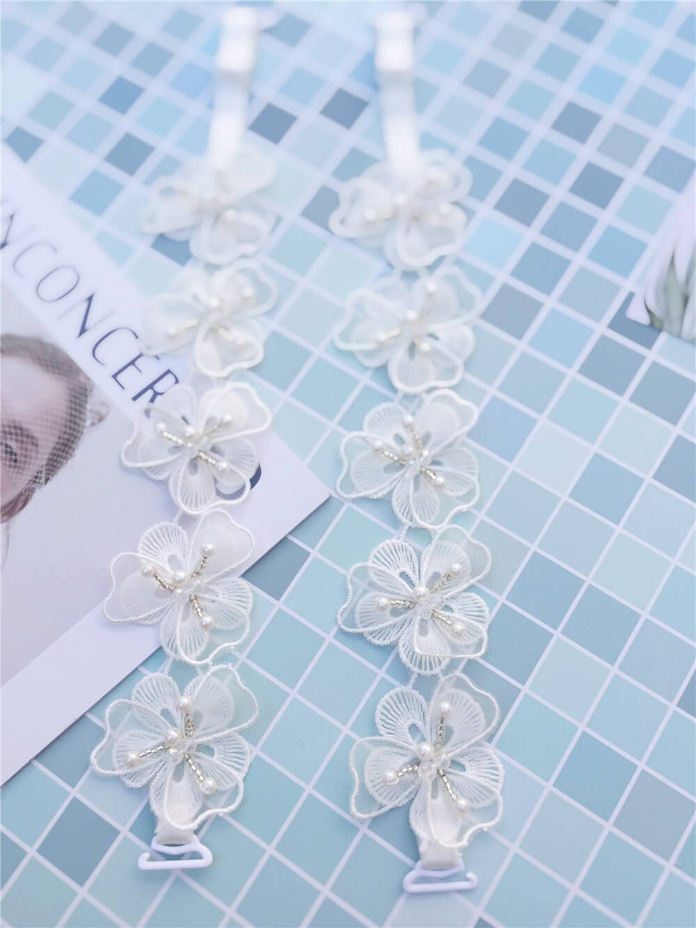 3D Flower White Lace Bra StrapBeaded Pearl Bra Strap for Etsy