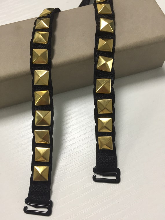 Punk Style Gold Bra Straps Black Bra StrapsBra Straps Etsy