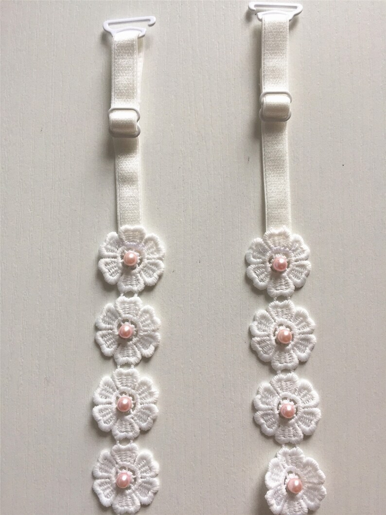 Pink Pearl Flower Bra Straps Etsy