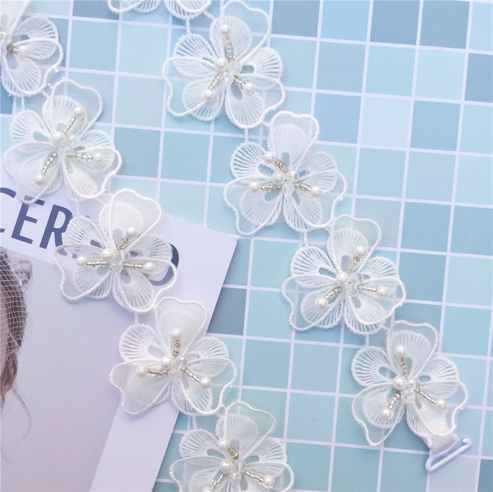 3D Flower White Lace Bra StrapBeaded Pearl Bra Strap for Etsy