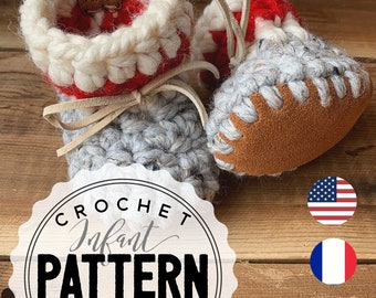 Baby CLASSIC CROCHET Bootie Pattern , Modele de chaussons bebe, Baby Bootie Pattern, Crochet Baby Booties, Baby Slippers, en Francais