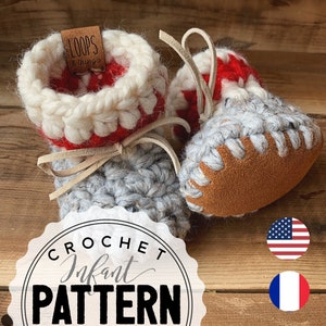 Baby CLASSIC CROCHET Bootie Pattern , Modele de chaussons bebe, Baby Bootie Pattern, Crochet Baby Booties, Baby Slippers, en Francais