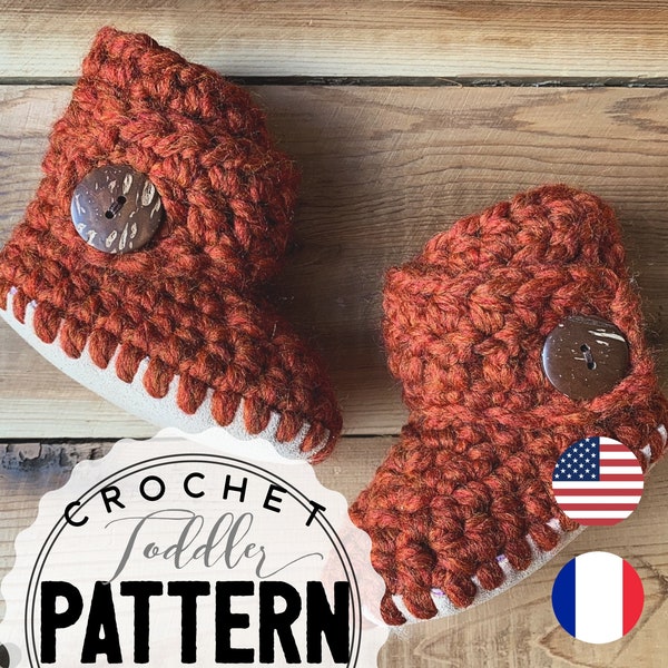 Toddler CLASSIC CROCHET Slipper PATTERN, Toddler Crochet Slippers, Crochet Slipper Pattern, Slippers, en Francais