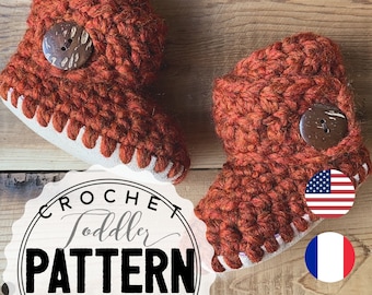 Toddler CLASSIC CROCHET Slipper PATTERN, Toddler Crochet Slippers, Crochet Slipper Pattern, Slippers, en Francais