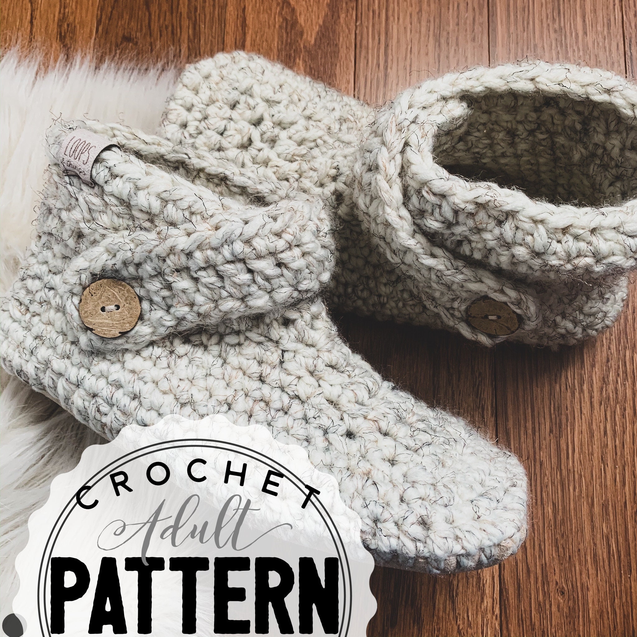 ADULT ORIGINAL Slipper PATTERN Adult Crochet - Israel
