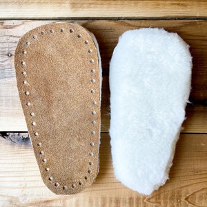 Classic SLIPPER SOLES, for Classic Crochet/PRAIRIE Knit/Fold Over Boot Slipper Patterns, Precut Soles, Suede Soles, Sheepskin Soles