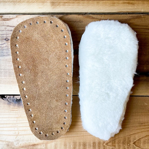 Classic SLIPPER SOLES, for Classic Crochet/PRAIRIE Knit/Fold Over Boot Slipper Patterns, Precut Soles, Suede Soles, Sheepskin Soles