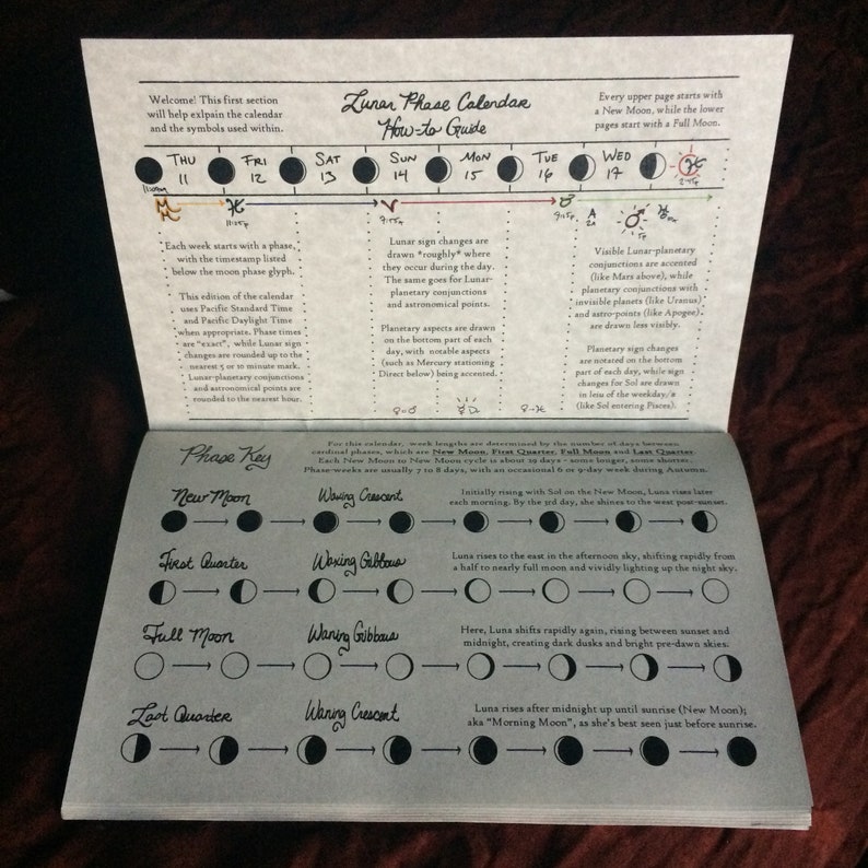 2022 Lunar Phase Calendar Pre-Order Daily Moon Astrology | Etsy