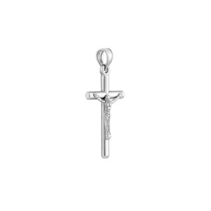 14k White Gold Crucifix 3D Pendant Necklace Charm 0.7 grams.