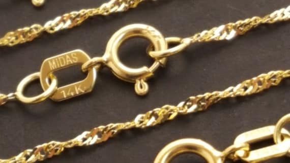 Buy 14 K Solid Yellow Gold Mm Singapore Chain Necklace 16