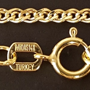 14 K Solid Yellow Gold 1.8 mm Nonna Chain Necklace  16&quot;, 18&quot;, 20&quot;, 22&quot;, 24&quot; Best-Selling Perfect Gift