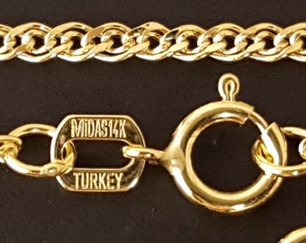 14 K Yellow Gold 1.8 mm Nonna Chain Necklace  16", 18", 20", 22", 24" Best-Selling Perfect Gift