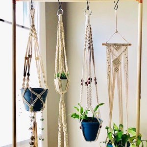 4 Pack Macrame Plant Hangers, Macrame Plant Holders, Set of 4 Pcs Rope Planter, Hanging Plant Pot Holders, Plant Mom Gift, Plant Lover Gift