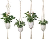 Set of 4 Macrame Plant Hanger, Macrame Hanging Planters,DIY Indoor Planters, Boho Decor