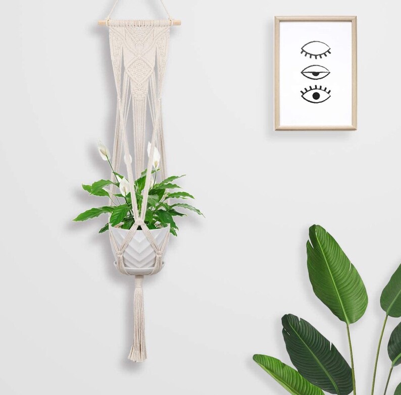 Set of 4 Macrame Plant Hangers Macrame Wall Hanging Plant Etsy