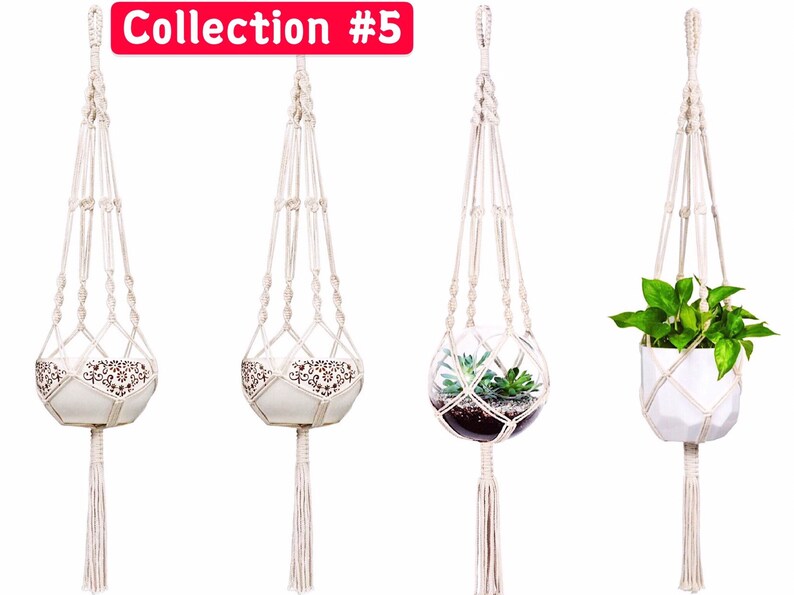 Rope plant hangers set of 4 pcs Hanging rope planters Etsy