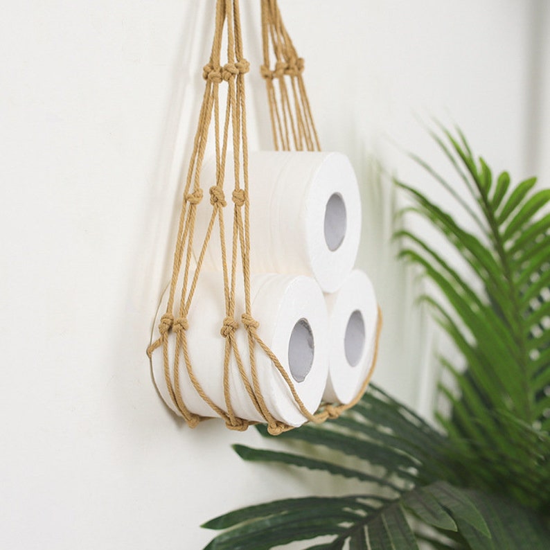 Macrame Toilet Paper Holder Toilet Paper Hammock Hanging Etsy