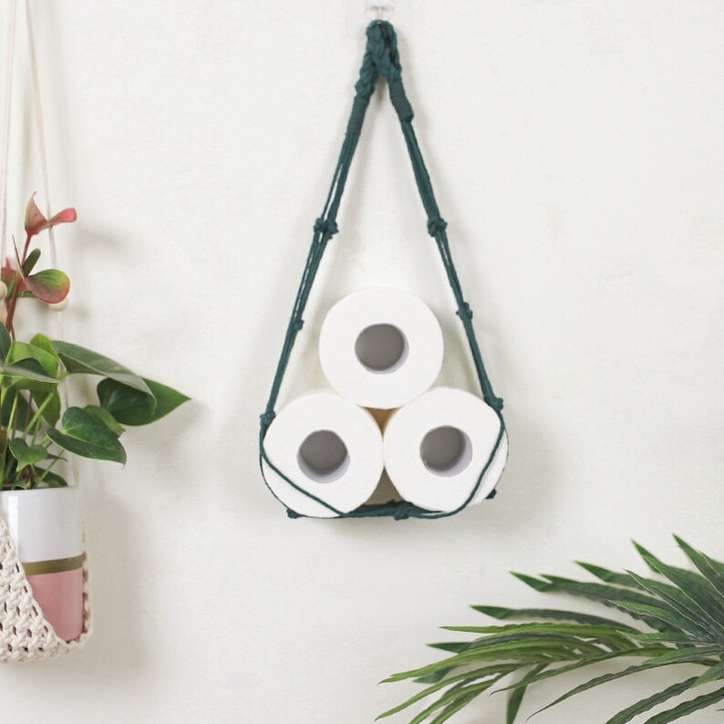 Macrame Toilet Paper Holder Toilet Paper Hammock Hanging Etsy
