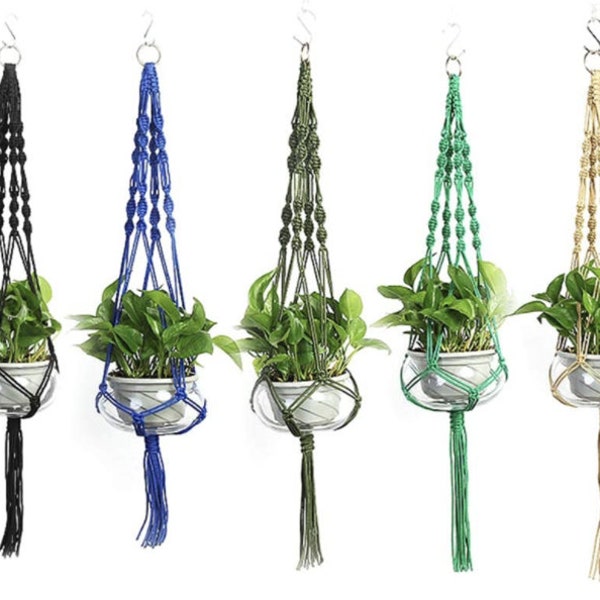 Super Durable Colorful Nylon Rope Indoor / Outdoor Colorful Macrame Plant Hangers, Wall Hanging Planter Basket for Flower Plant Pot