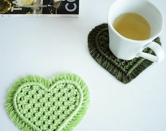 Patrones PDF de Posavasos Macrame en Forma de Corazón, Tutorial de Posavasos Macrame en Inglés, Patrón de Posavasos PDF, Regalo para mamá, Instrucción de Cómo Macrame