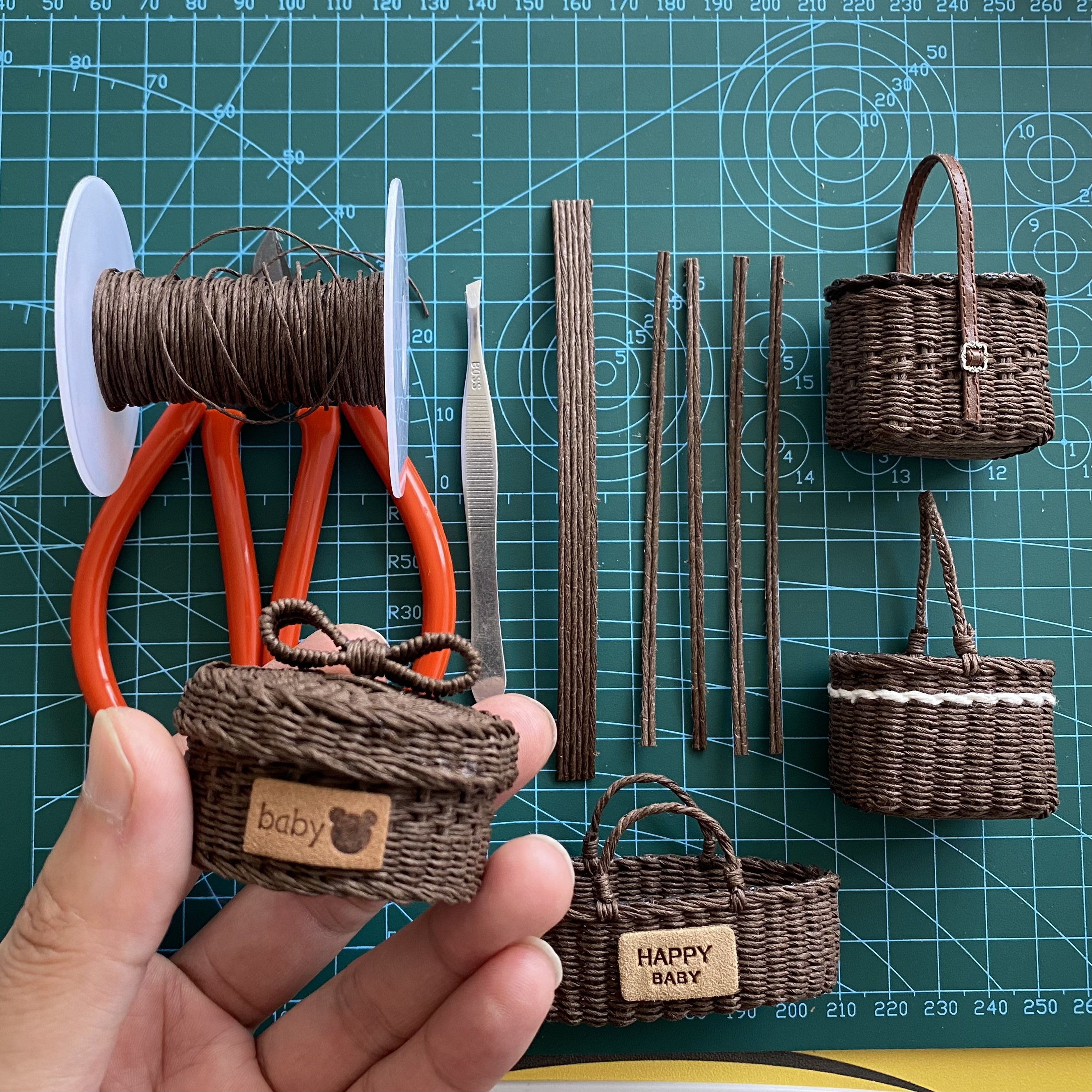 Handmade Rattan Miniature Basket for Tiny Jars & Bottles, Vintage