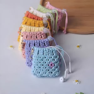 Padrão Macrame de nível iniciante para bolsa de fone de ouvido - Tutorial Macrame PDF de bolsa de moedas passo a passo - Padrão de Macrame DIY - Presente de Natal