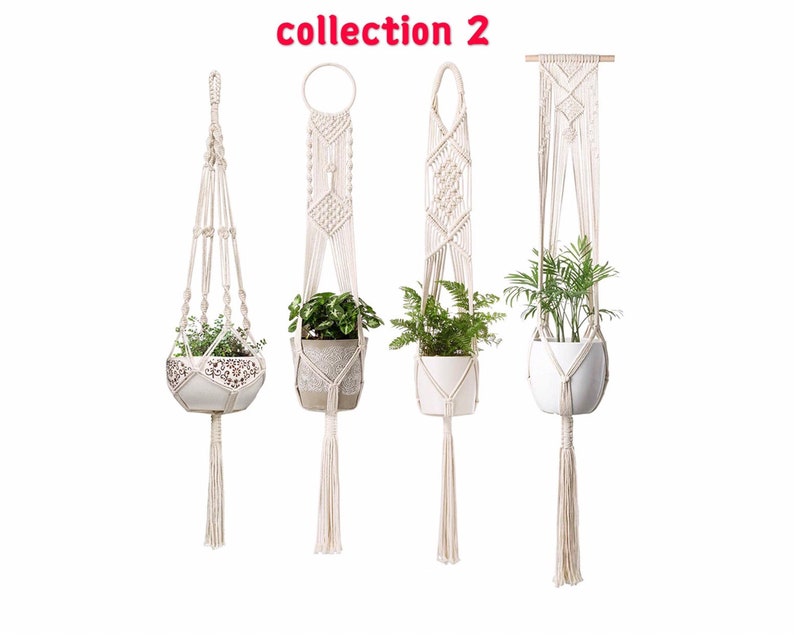 Cotton Rope Hanging Planters,41\u201d Plant Hangers with White Rope Pack-4 Hanging Plant Holders Pack of 4 Macrame Plant Hangers
