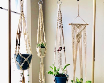 4 Styles Macrame Plant Hangers Set for Indoor Plants, Plant Hangers, Plant Lover Gifts,Hanging Plant Flower Holder,Indoor Pot Hanger