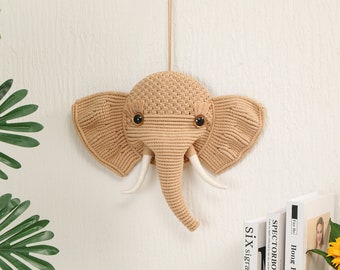 DAALEE Macrame Elephant Wall Hanging Kit for Kid's Room - Macrame Elephant Head - Nursery Wall Hanging - Handmade Home Decor -