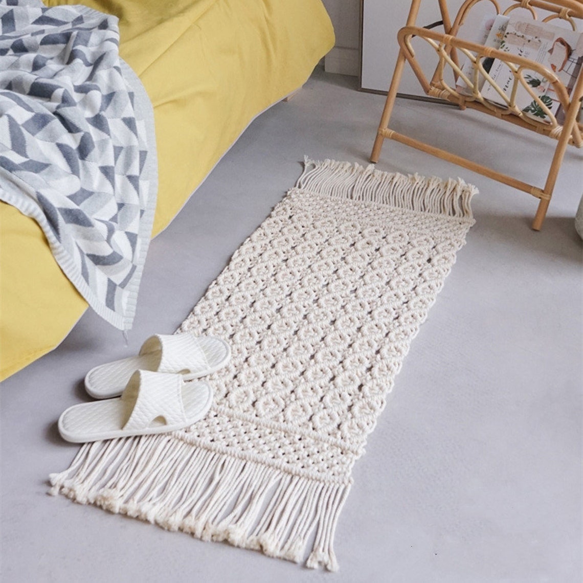 Macrame Rug Macrame Bedside Mat Macrame Carpet Boho Rug Etsy