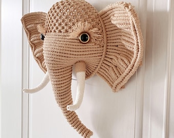 Creative Macrame Elephant Head Wall Art - Macrame Fiber Art - Macrame Wall Art - Personalized Housewarming Gift -Kid's Gift -Gift for Friend