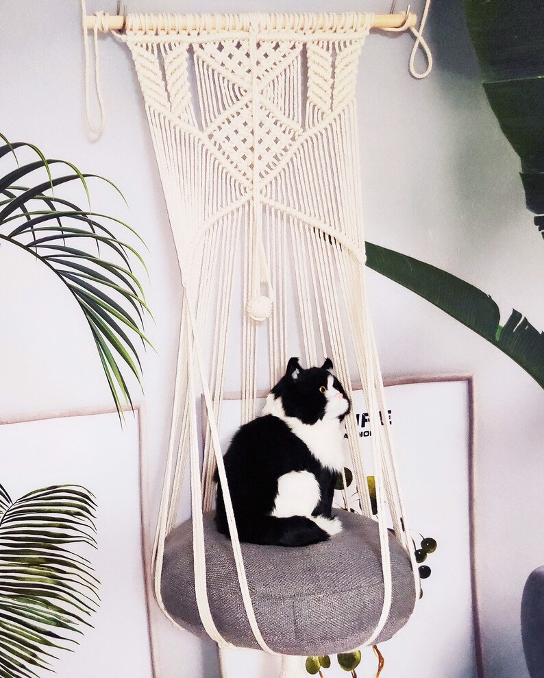 Hanging macrame cat bed with hooks Petsafe rope hanging Etsy