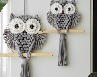 Beginner Level PDF Patterns for Macrame Owl Wall Hanging, 20 Steps Pdf Tutorial for How to Macrame Owl Hanging, Macrame PDF Instruction