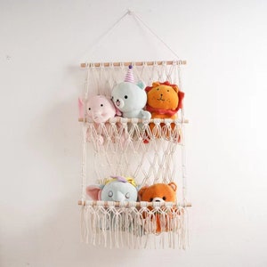 Macrame Wall Hanging Toy Storage, Macrame Magazine Storage, Newspaper Display, Toy Arrangement