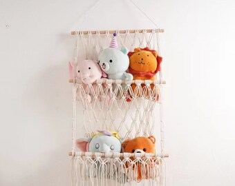 Macrame Wall Hanging Toy Storage, Macrame Magazine Storage, Newspaper Display, Toy Arrangement