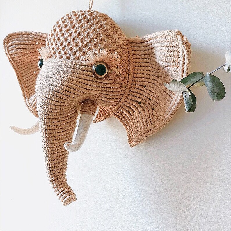 Hanging Macrame Elephant Wall Art Hanging Macrame Animals Etsy