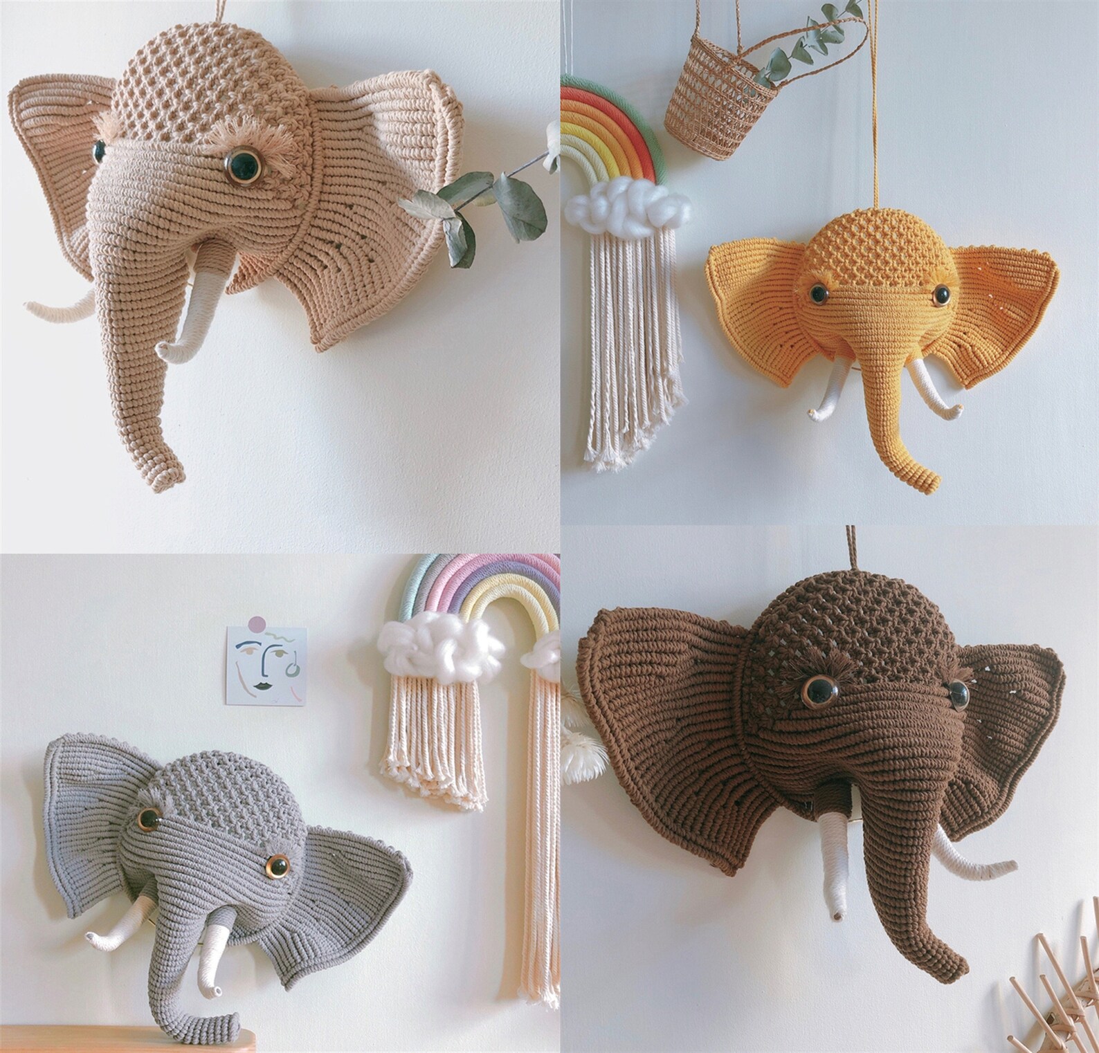 Macrame Elephant Wall Hanging Hanging Elephant Macrame Wall Etsy