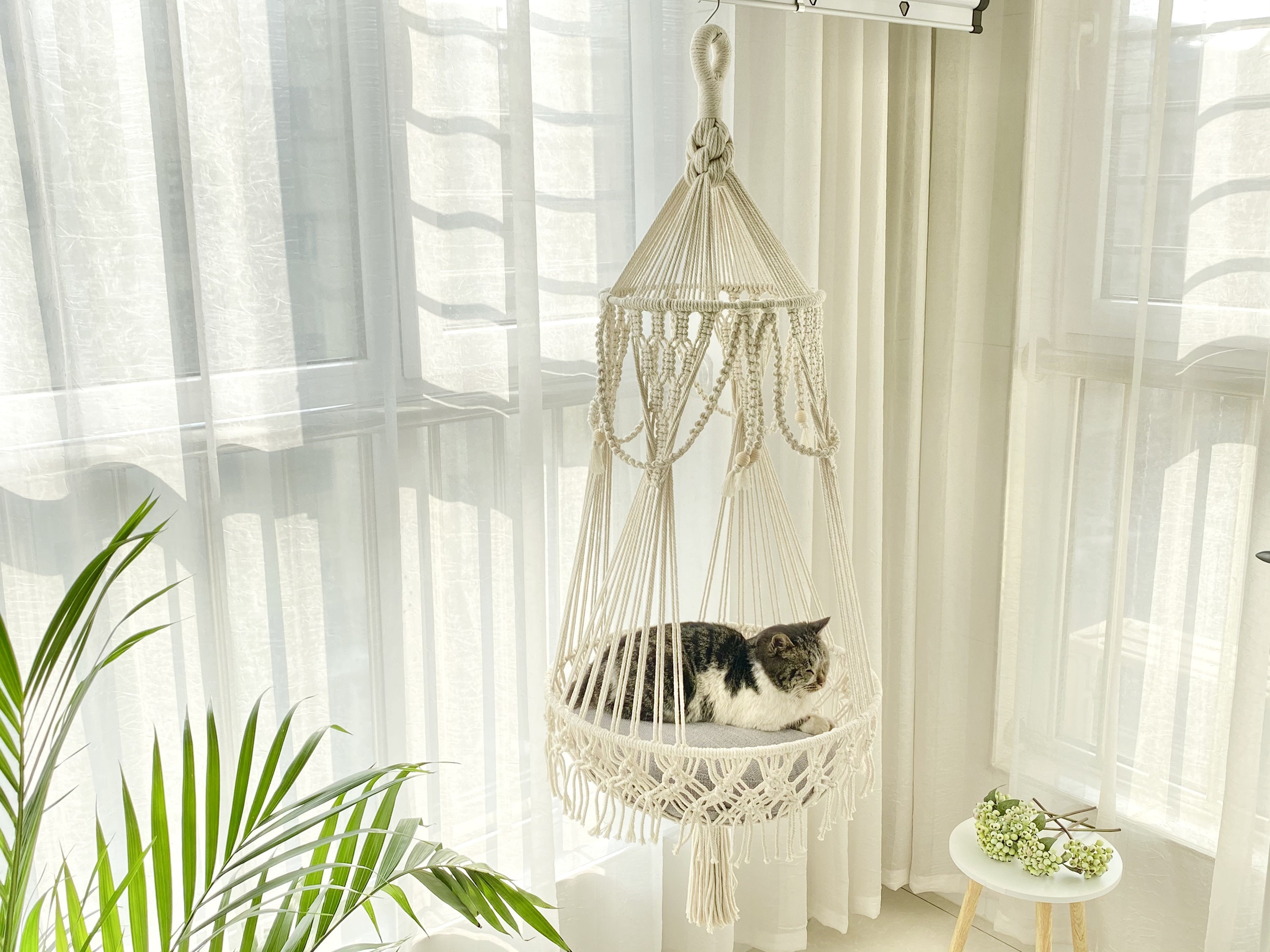 Exclusive Modern Macrame Cat Hammock, Bed, Hanging Basket, Swing, Gift For Cat, Cat Lover