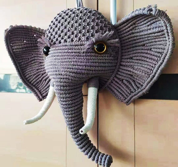 Macrame Elephant Wall Hanging Hanging Elephant Macrame Wall Etsy