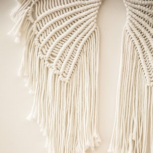 Macrame Angel Wings Macrame Wall Hanging, Boho Angel Swings Elehant Wall Tapestry, White Cotton Cord Wall Decor With Long Tassel image 5