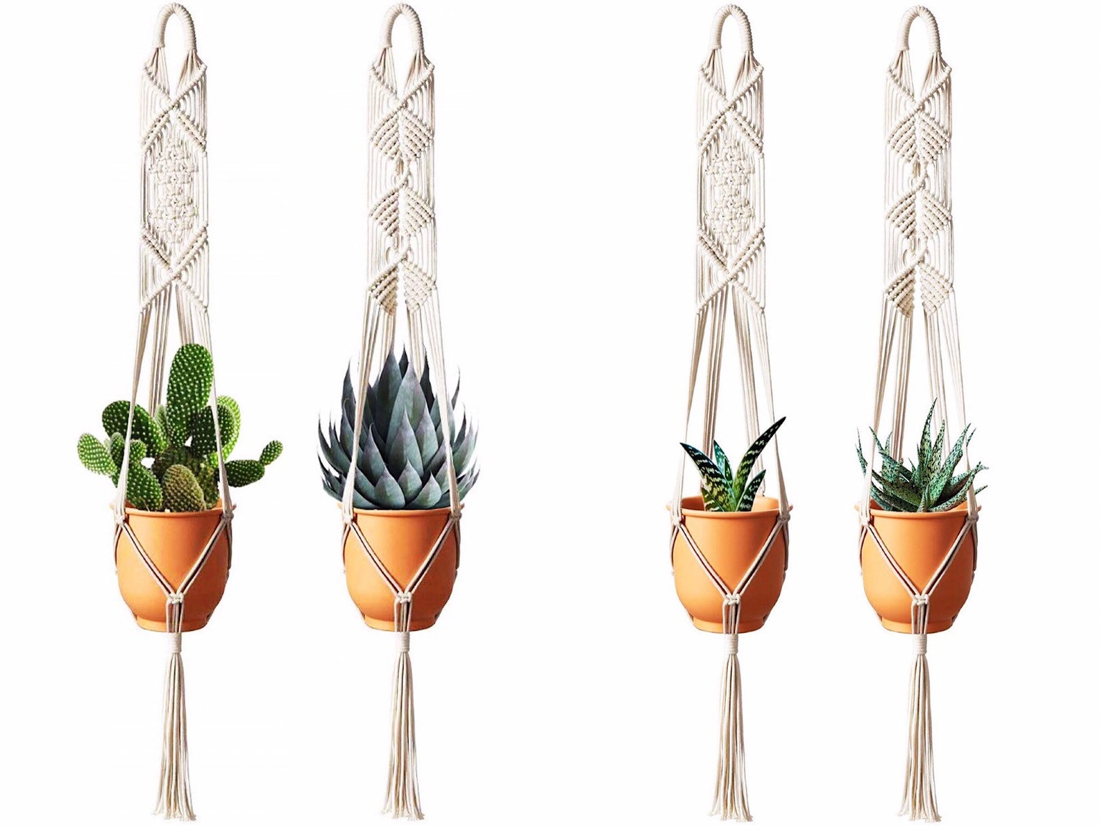 Crochet Plant Hanger Plant Macrame Hanger Cotton Rope Indoor Etsy