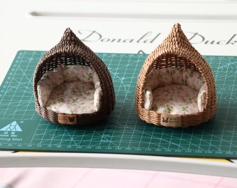 Handmade Rattan Miniature Pet House Dog House Nest, Vintage Pet Miniature Furniture, Miniature Pet Home, Miniature Pet Gift