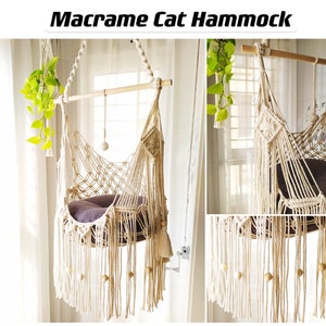 Personalized Hanging Cat Hammock Bed, Cat Lovers Gift, Macrame Cat Basket, Macrame Cat Swing, Macrame Cat Bedding, Macrame Cat Planter