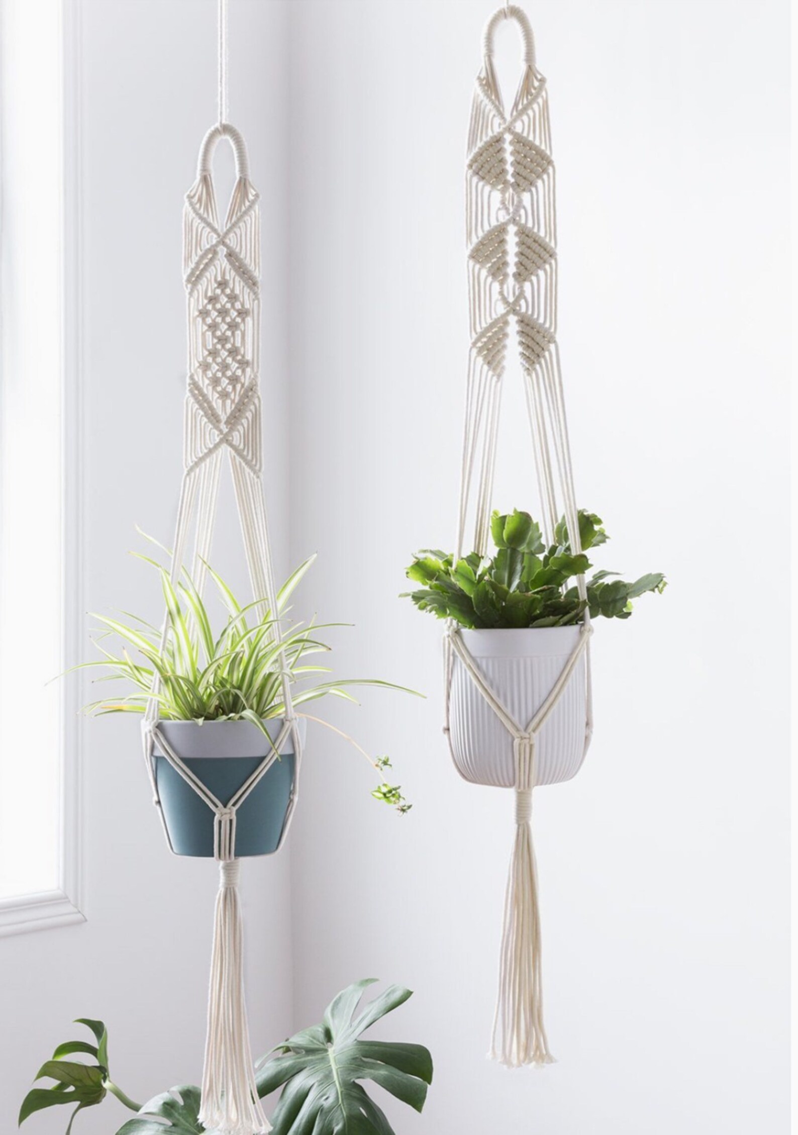 Crochet Plant Hanger Plant Macrame Hanger Cotton Rope Indoor Etsy