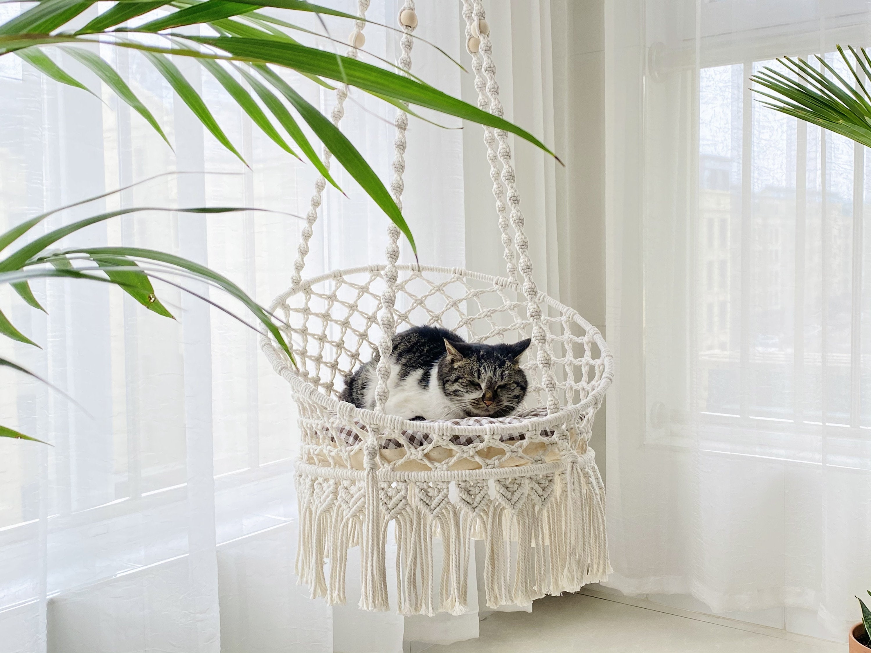 Exclusive Macrame Cat Basket Nesting Hanging Cat Macrame Bed - Etsy UK