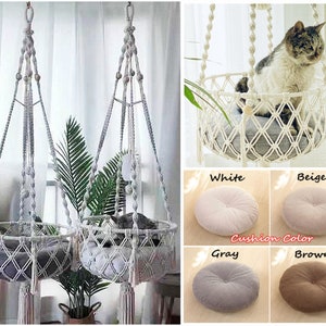 Veelkleurig touw macramé kattenhangmat macramé kattenbed, hangend kattenbed, hangende kattenmand kattenschommel, cadeau voor kat, cadeau kattenliefhebber, kattenmeubels