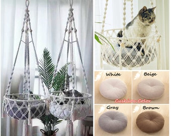 Multicolor Rope Macrame Cat Hammock Macrame Cat Bed, Hanging Cat Bed,Hanging Cat Basket Cat Swing, Gift for Cat,Cat Lover Gift,Cat Furniture