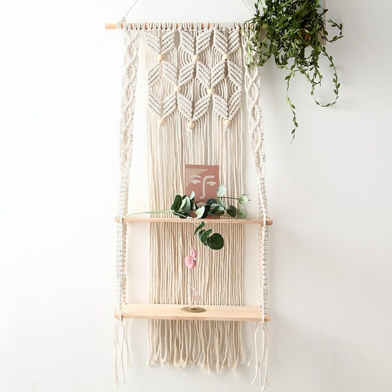 Wall Decor Hanging Storage Floating Shelves for Small Plants,Boho Wall ...